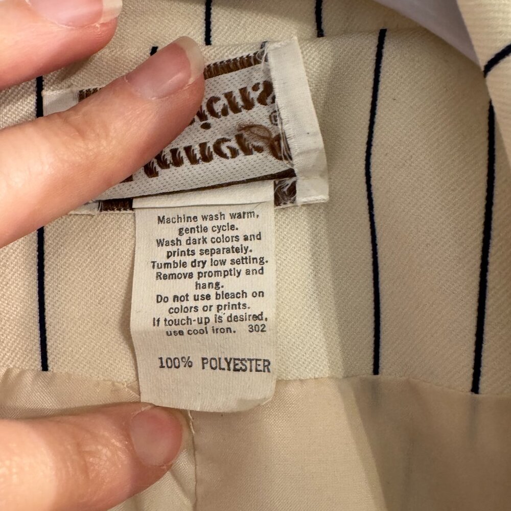 Creme and navy wide leg pinstripe suit - Picture 5 of 7